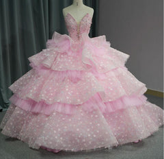 Tiered Ruffles Beaded Quinceanera Ball Gown Sweetheart Sweet 16 Dress