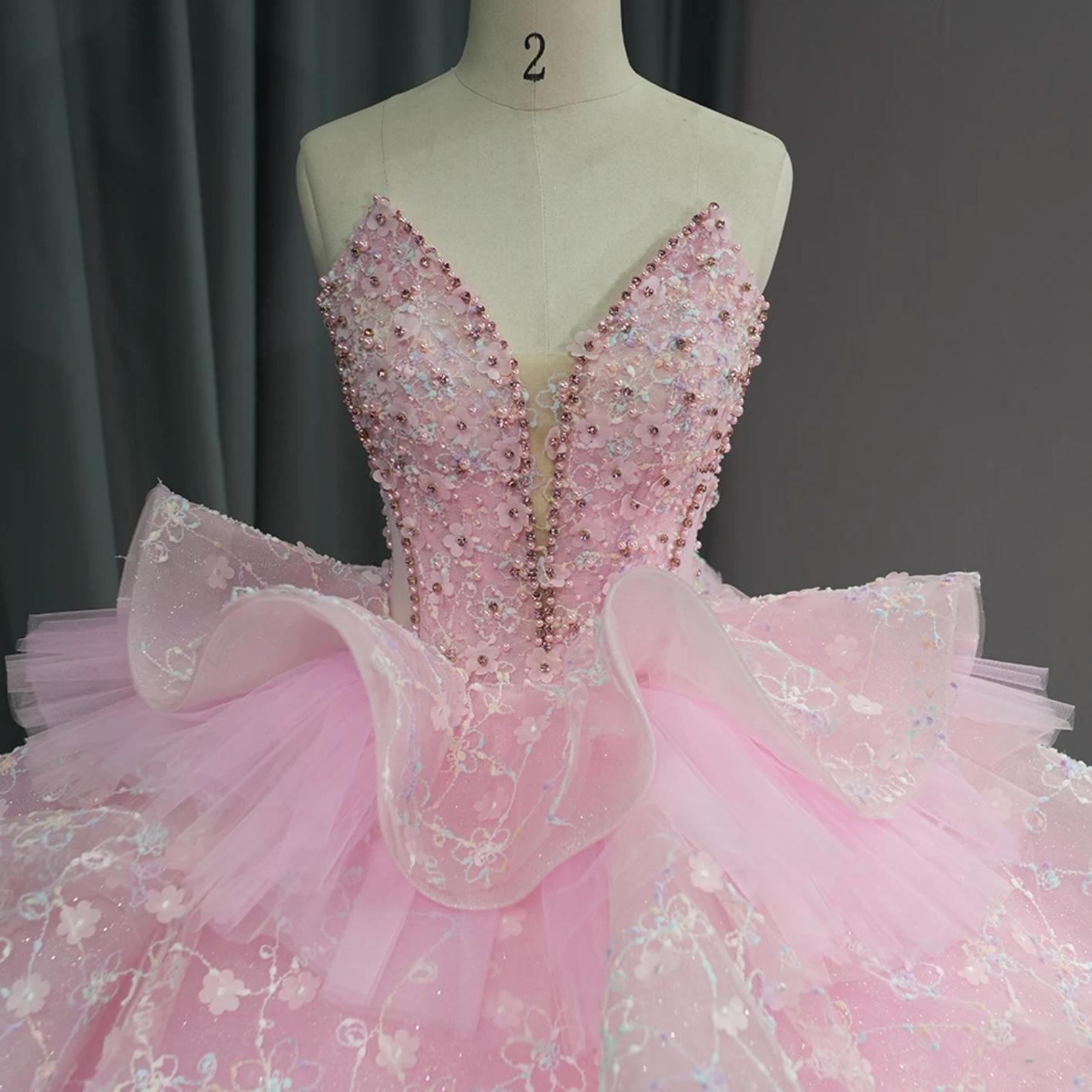 Tiered Ruffles Beaded Quinceanera Ball Gown Sweetheart Sweet 16 Dress
