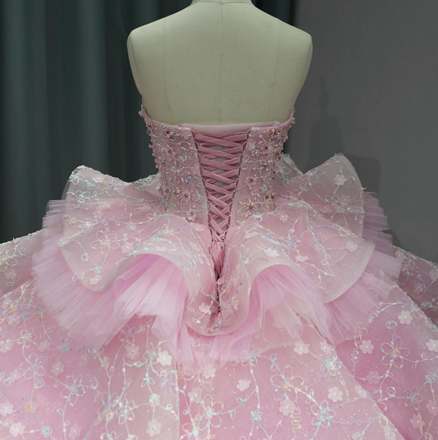 Tiered Ruffles Beaded Quinceanera Ball Gown Sweetheart Sweet 16 Dress