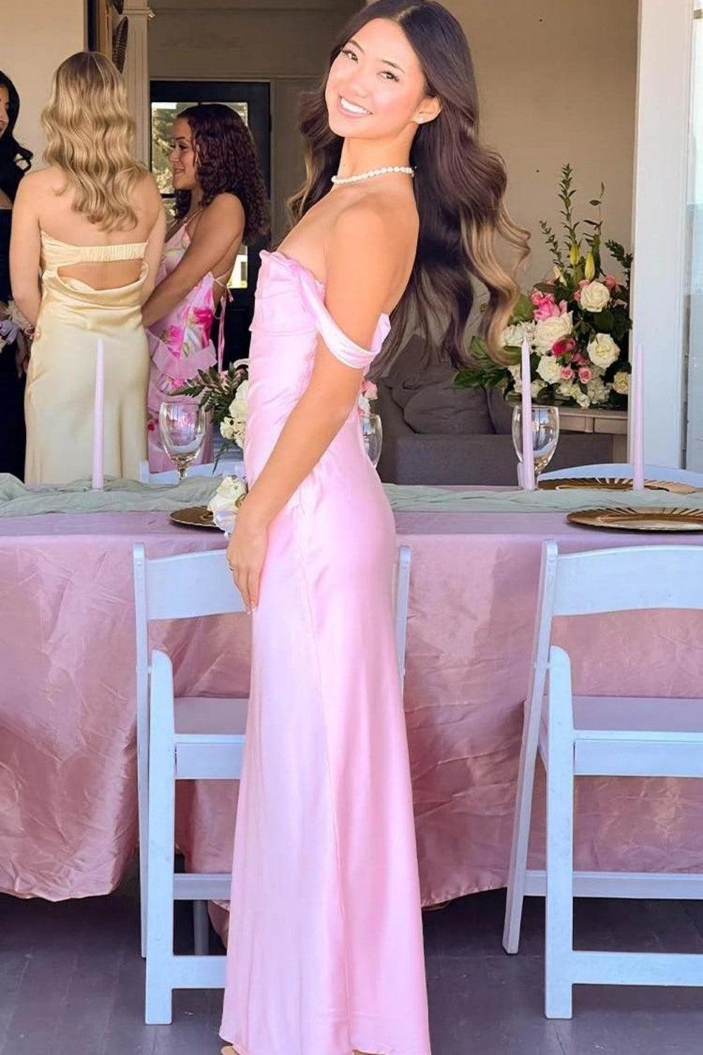 Dreamyannie Trendy Sheath Off The Shoulder Lilac Prom Dress With Ruched Formal Evening Gown