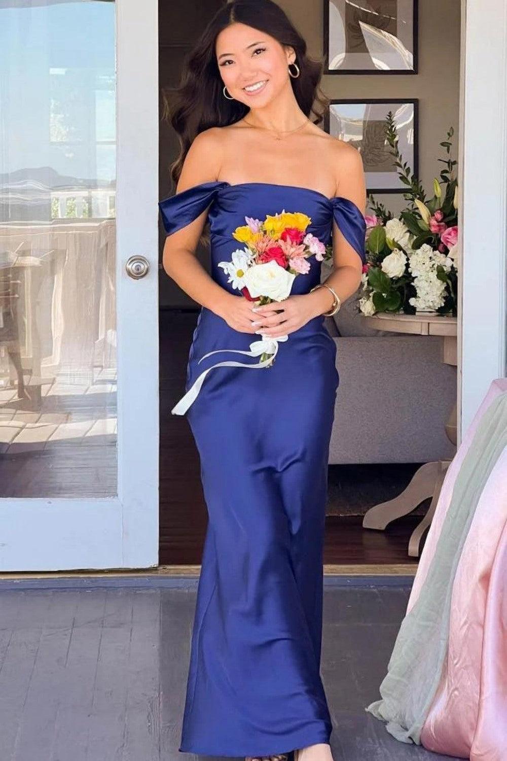 Dreamyannie Trendy Sheath Off The Shoulder Lilac Prom Dress With Ruched Formal Evening Gown