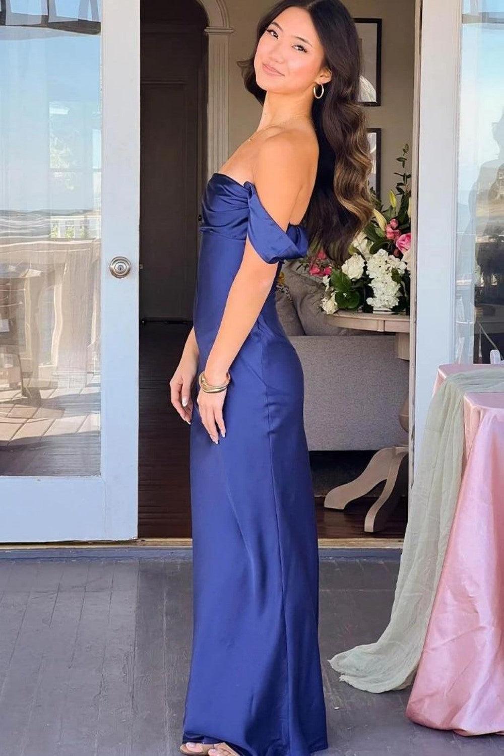 Dreamyannie Trendy Sheath Off The Shoulder Lilac Prom Dress With Ruched Formal Evening Gown