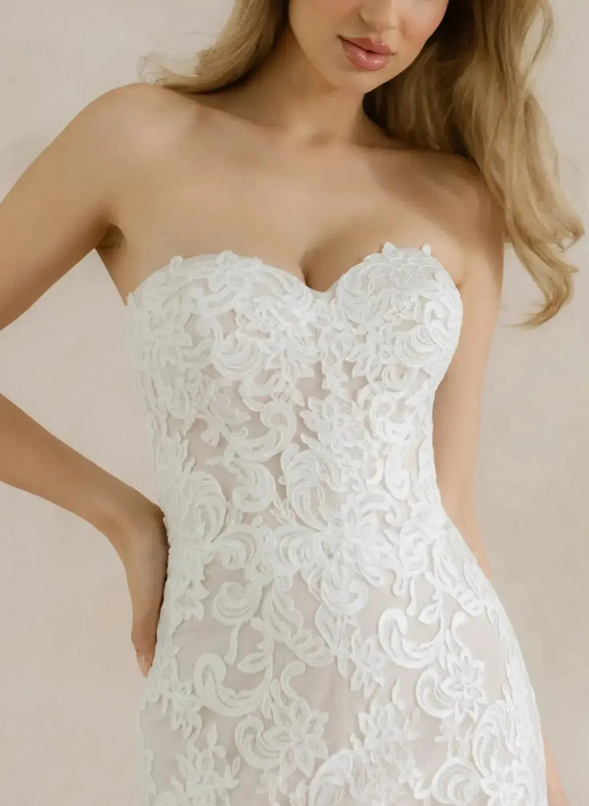 Trumpet Mermaid Sweetheart Sleeveless Chapel Train Lace Wedding Dress