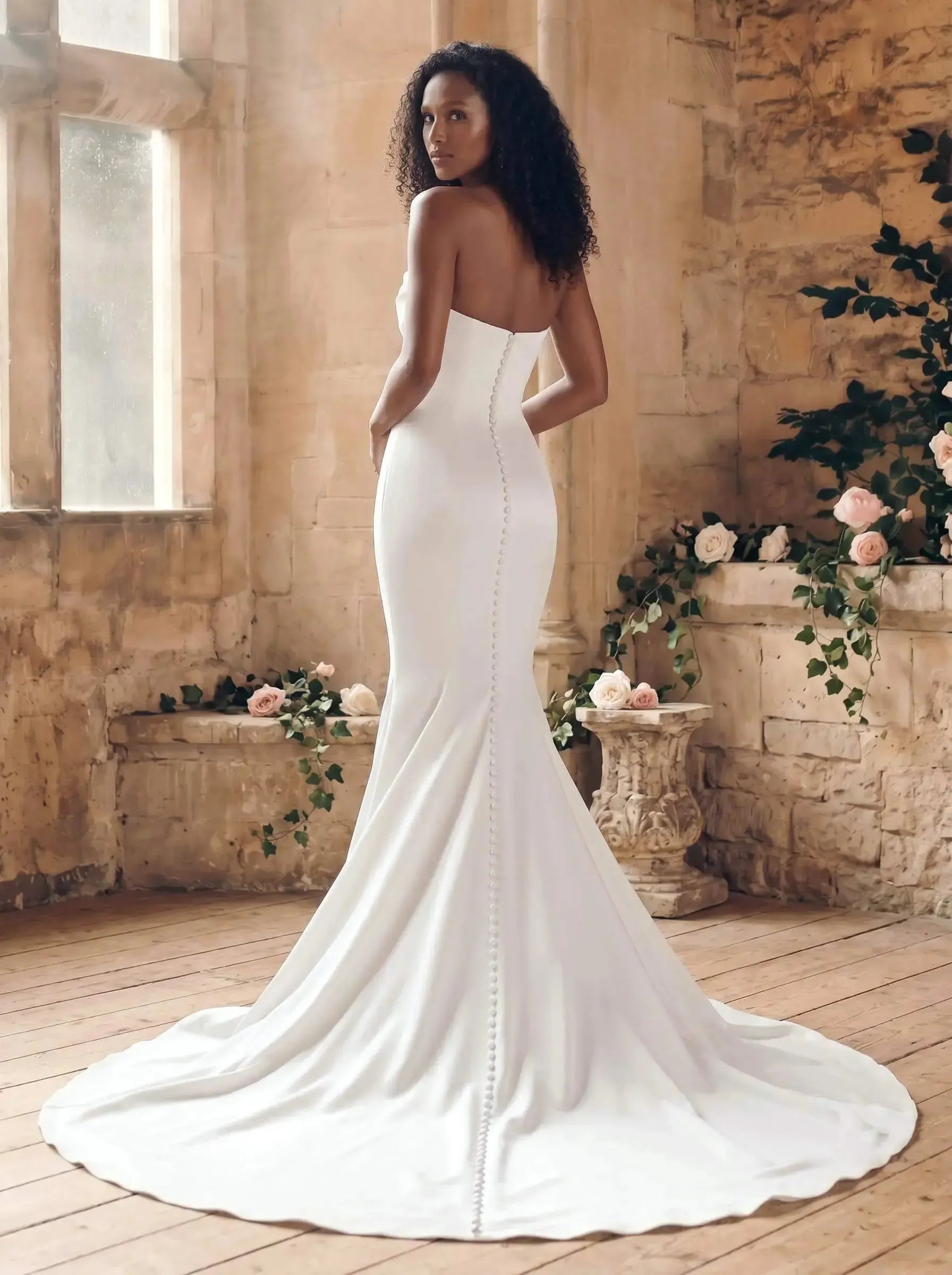 Trumpet Mermaid Sweetheart Sleeveless Court Train Matte Satin Wedding Dress