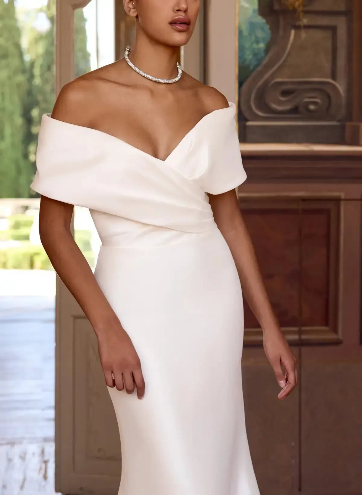 Trumpet Mermaid Sweetheart Sleeveless Court Train Wedding Dress