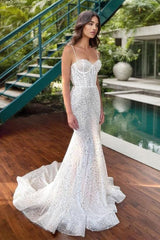 Trumpet Mermaid Sweetheart Sleeveless Sequined Beach Wedding Dresses
