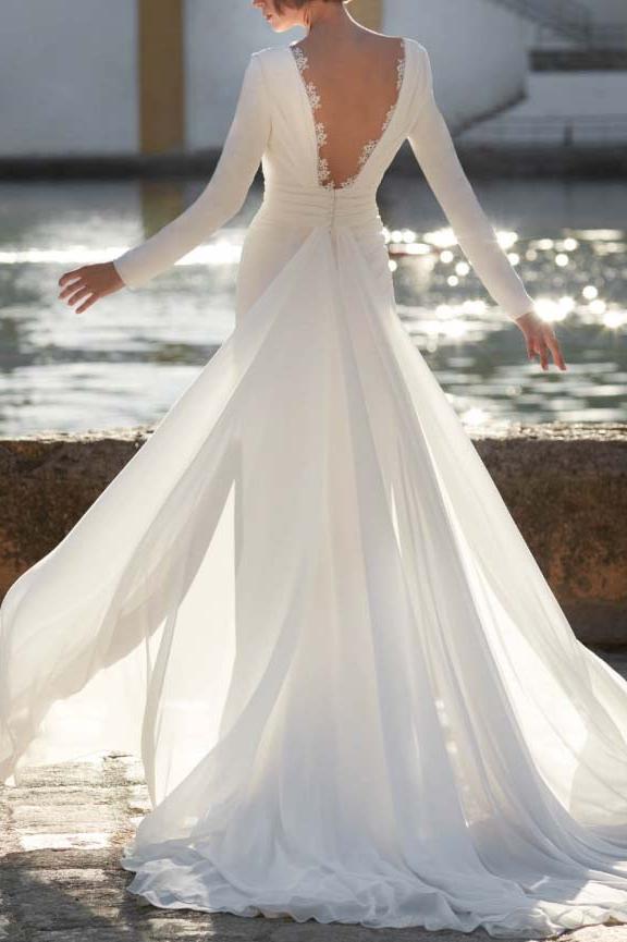 Trumpet/Mermaid Beach Wedding Dresses with Long Sleeves
