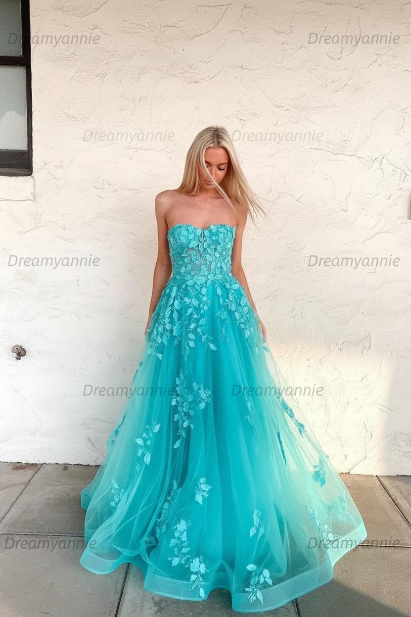 Orange Prom Dress Sweetheart Long Evening Dress with Appliques