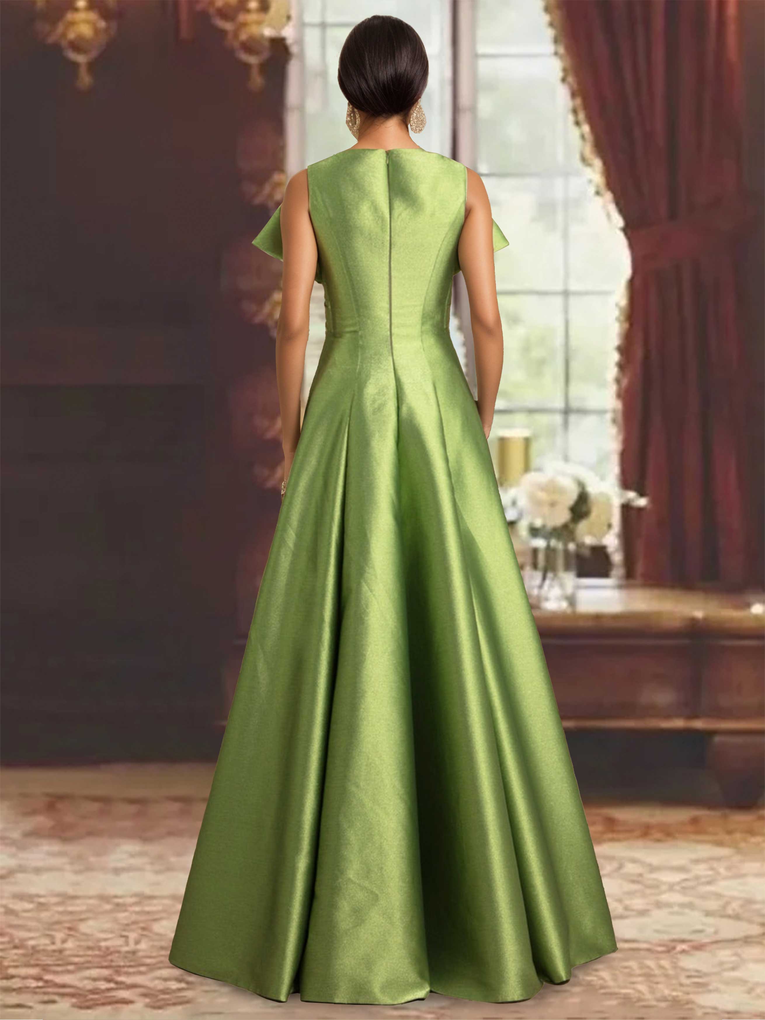 Unique V-Neck Sleeveless A-Line Mother Of The Bride Dresses with Ruffles