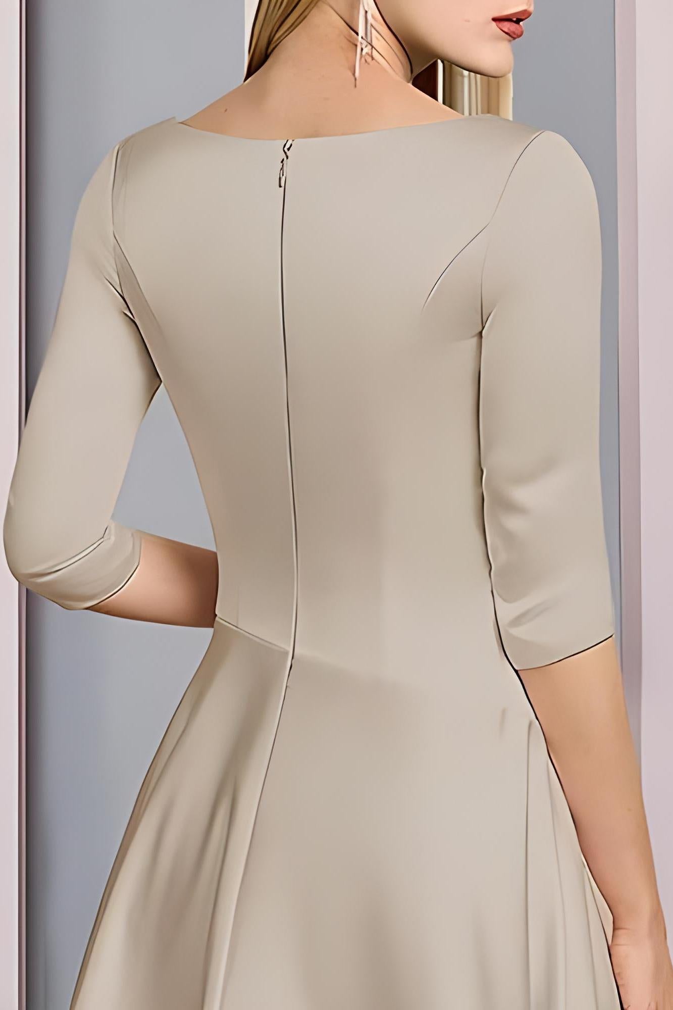 V Neck 3/4 Sleeves Wedding Guest Dress A Line Evening Dress