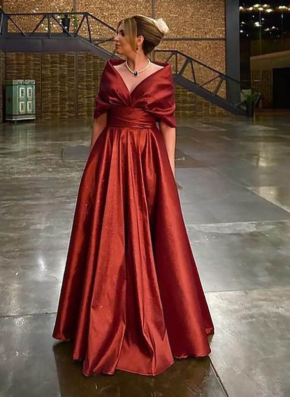 V-Neck A-Line Princess Gown for the Mother of the Bride