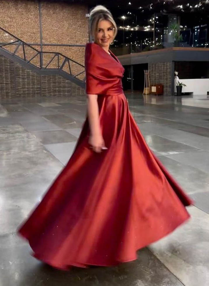 V-Neck A-Line Princess Gown for the Mother of the Bride