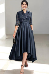 V-Neck Tea-Length Sheath/Column Dresses for the Mother of the Bride