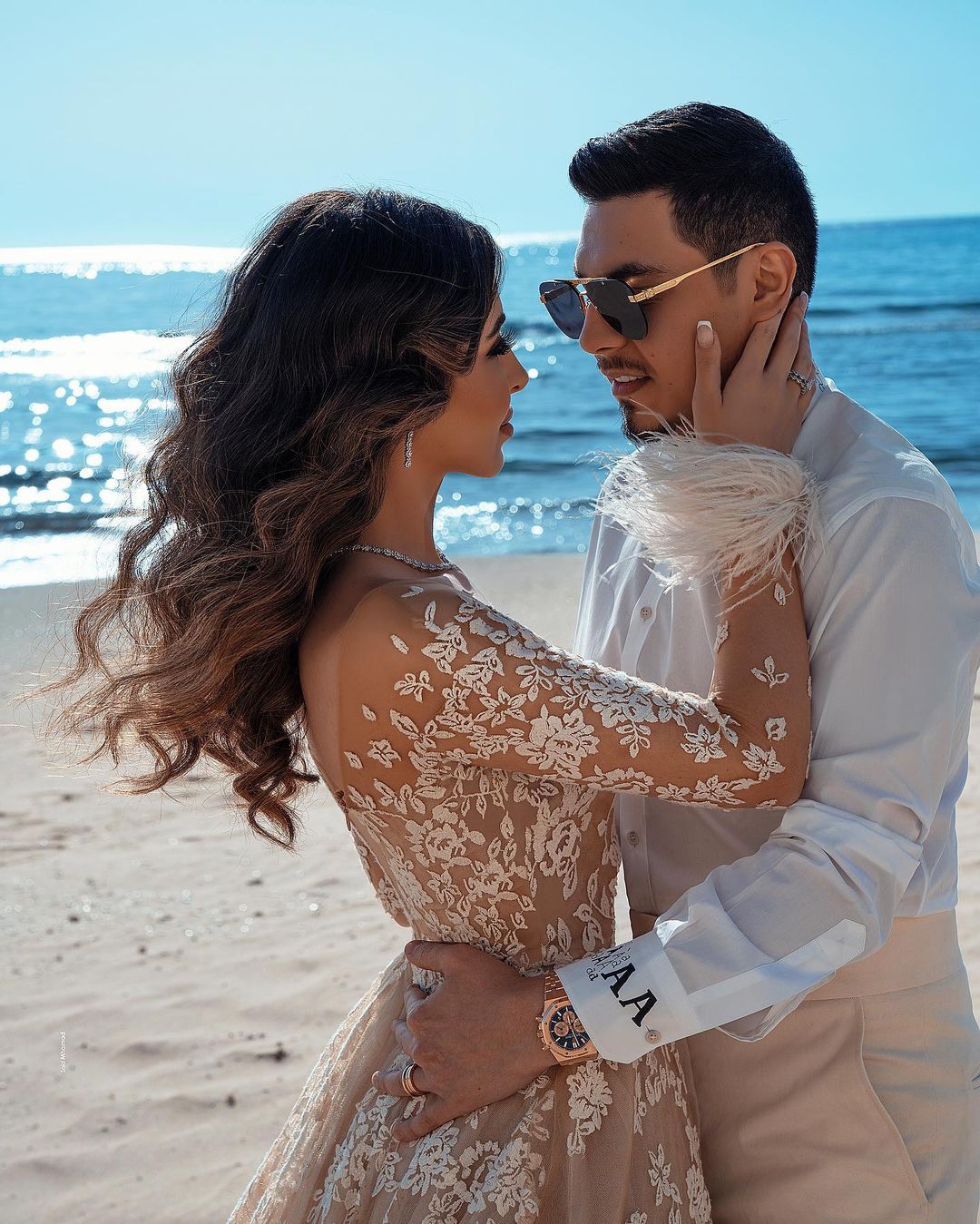 Vintage Long Sleeves Lace Beach Wedding Dress Mermaid Tulle Bridal Gown