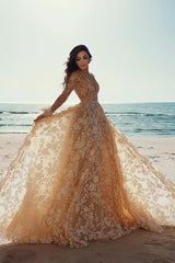 Vintage Long Sleeves Lace Beach Wedding Dress Mermaid Tulle Bridal Gown