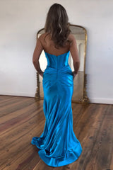 Dark Green Mermaid Sweetheart Long Prom Dress with Slit