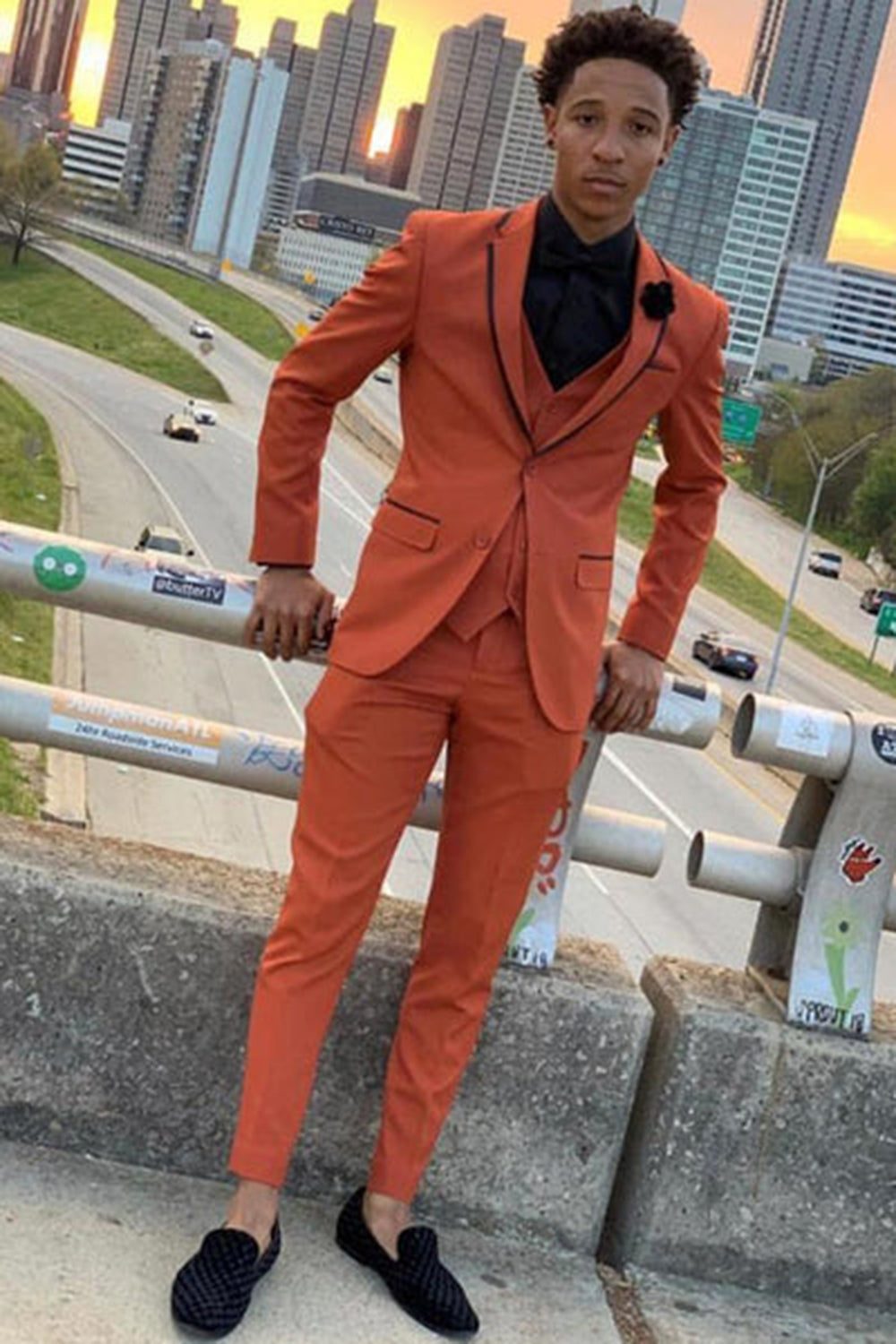 Classic Brown 3-Piece Notched Lapel Men's Prom Suit