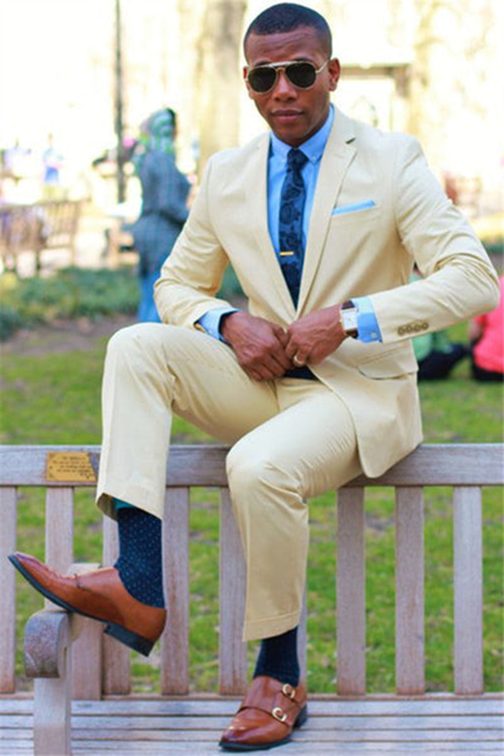 Bright Light Yellow Notched Lapel 2-Piece Men's Prom Suit