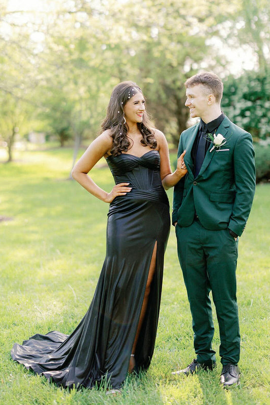 Classic Dark Green Notched Lapel 2-Piece Men's Prom Suit