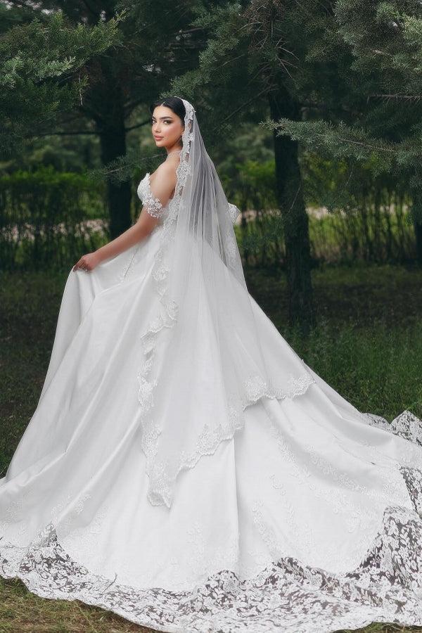 White Beach Wedding Dress A Line Sweetheart Off The Shoulder Lace Bridal Gown