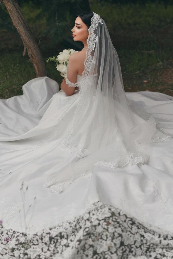 White Beach Wedding Dress A Line Sweetheart Off The Shoulder Lace Bridal Gown