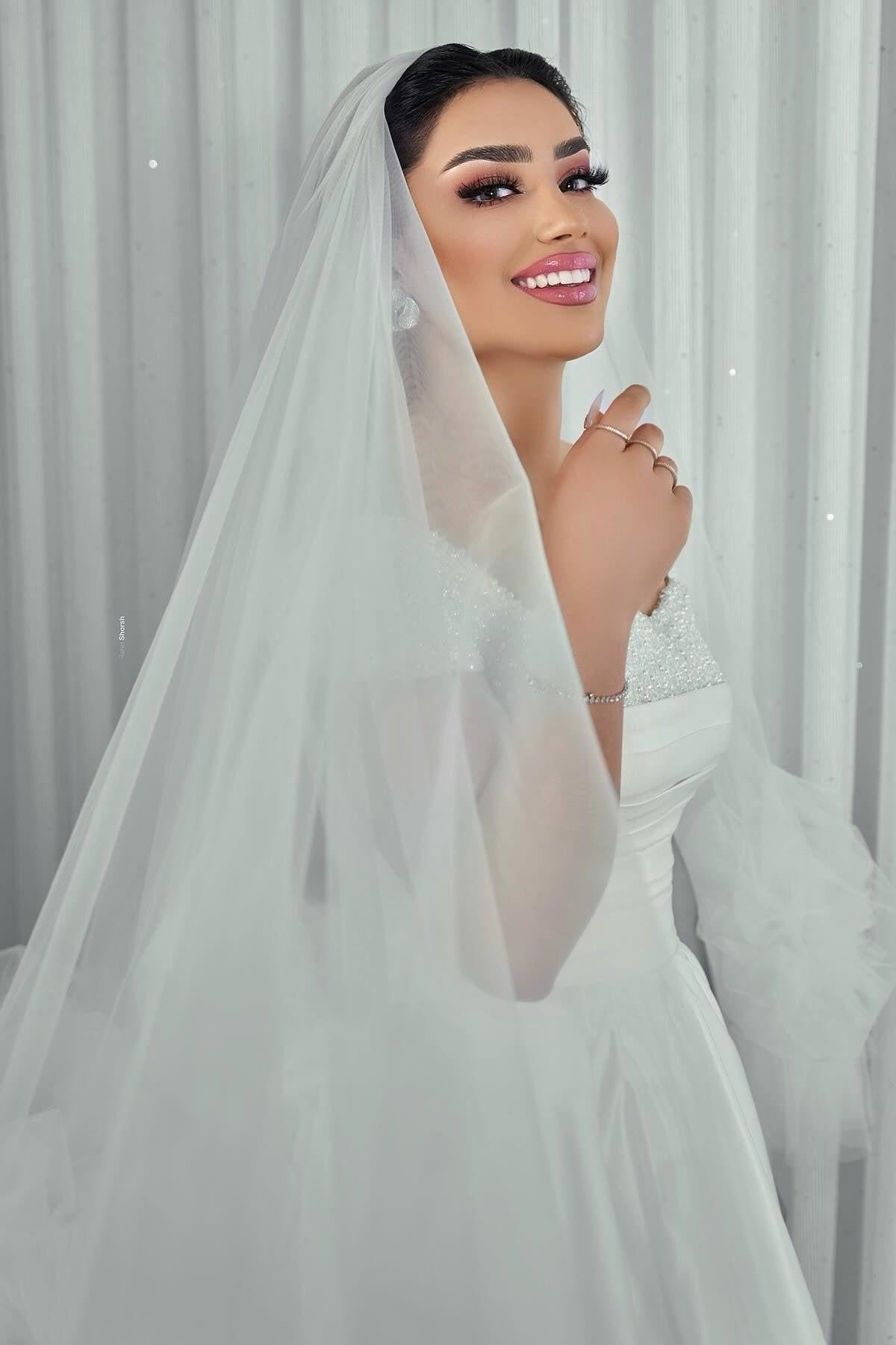 White Wedding Dress A Line Off The Shoulder Sleeveless Beaded Ruffle Satin Bridal Gown With Slit