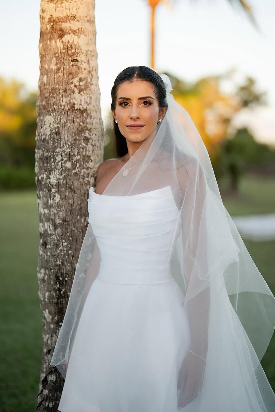 White Wedding Dress A Line Strapless Sleeveless Floor Length Satin Bridal Gown With Ruffles