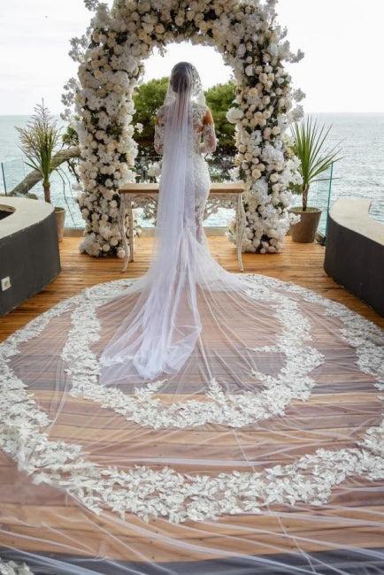 White Wedding Dress Mermaid Off The Shoulder Lace Glitter Bridal Gown With Sleeves