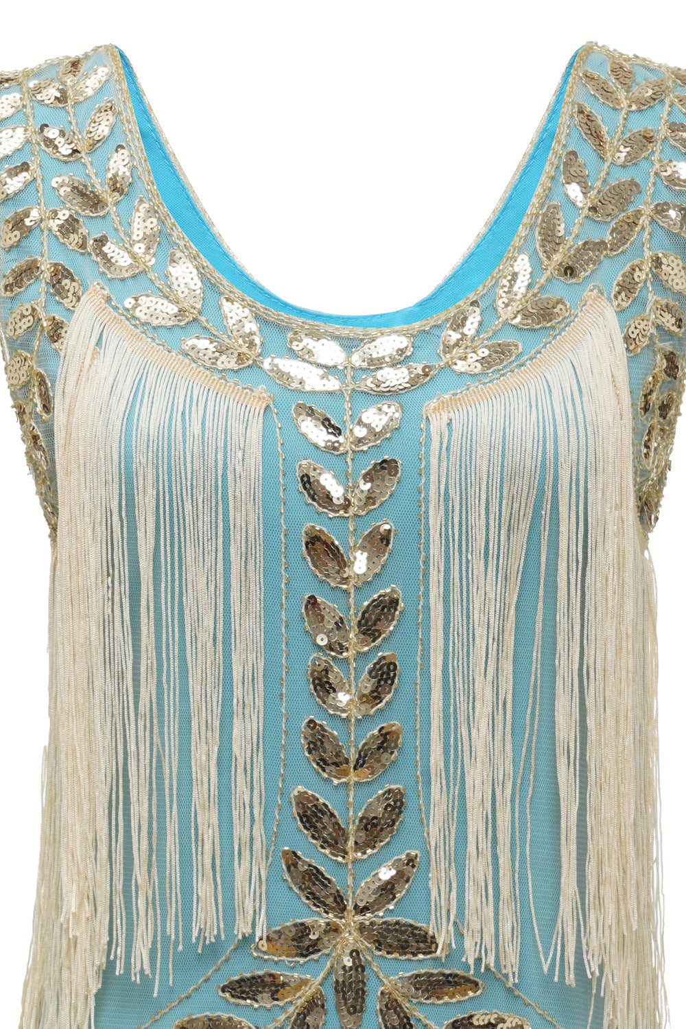 Champagne Gatsby Dress with Sequins and Fringes