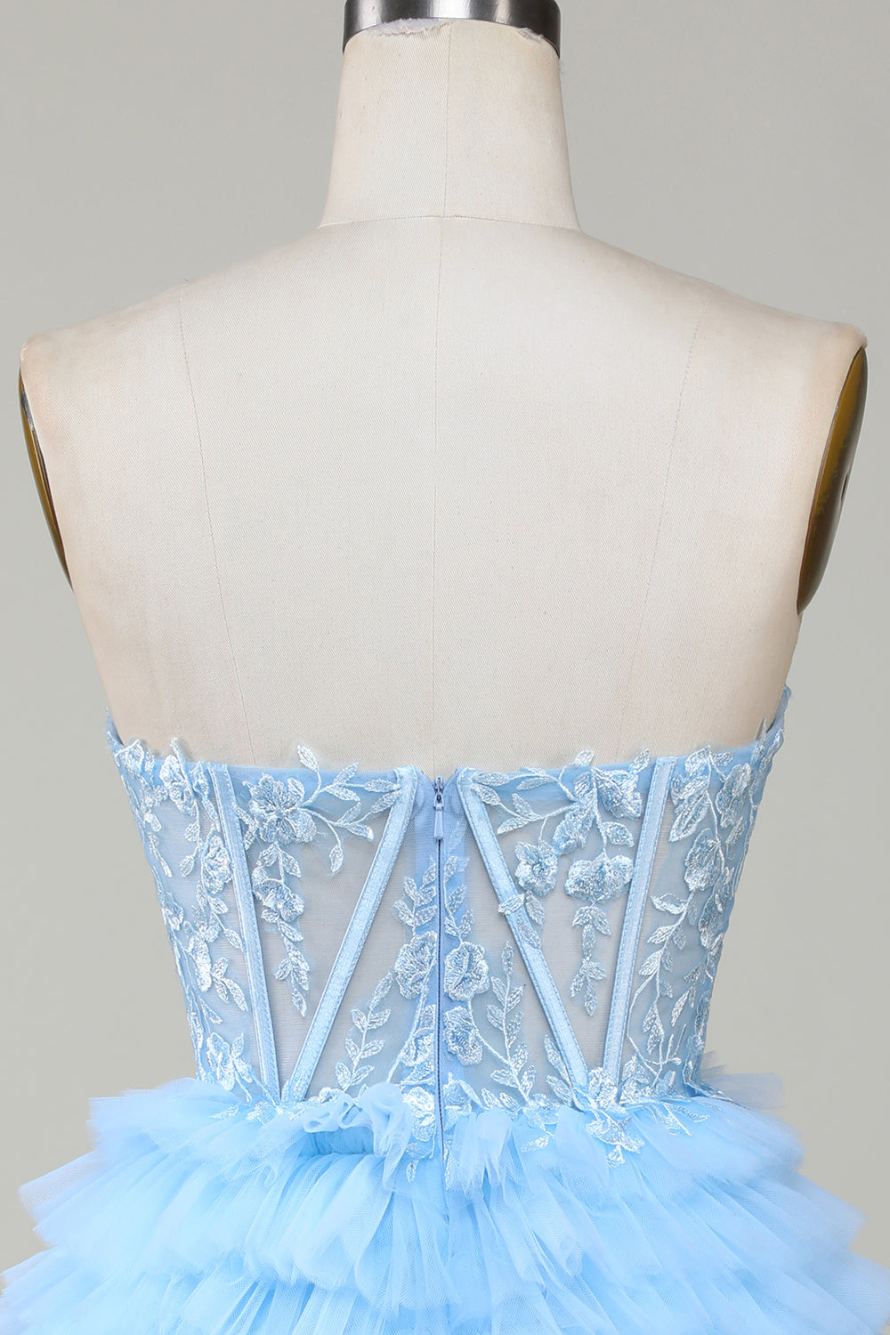 Blue Sweetheart A-Line Corset Short Homecoming Dress with Ruffles