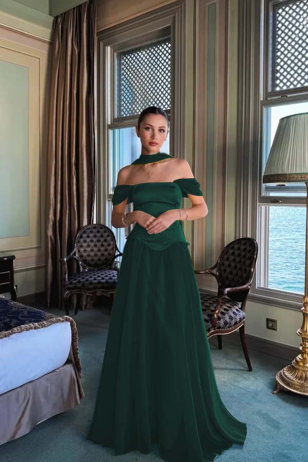 Yellow A Line Prom Dress Off the Shoulder Evening Dress