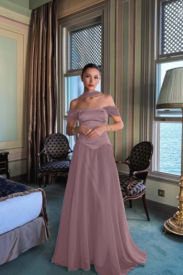 Yellow A Line Prom Dress Off the Shoulder Evening Dress