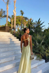 Yellow Mermaid Prom Dress Sleeveless One Shoulder Satin Evening Dress