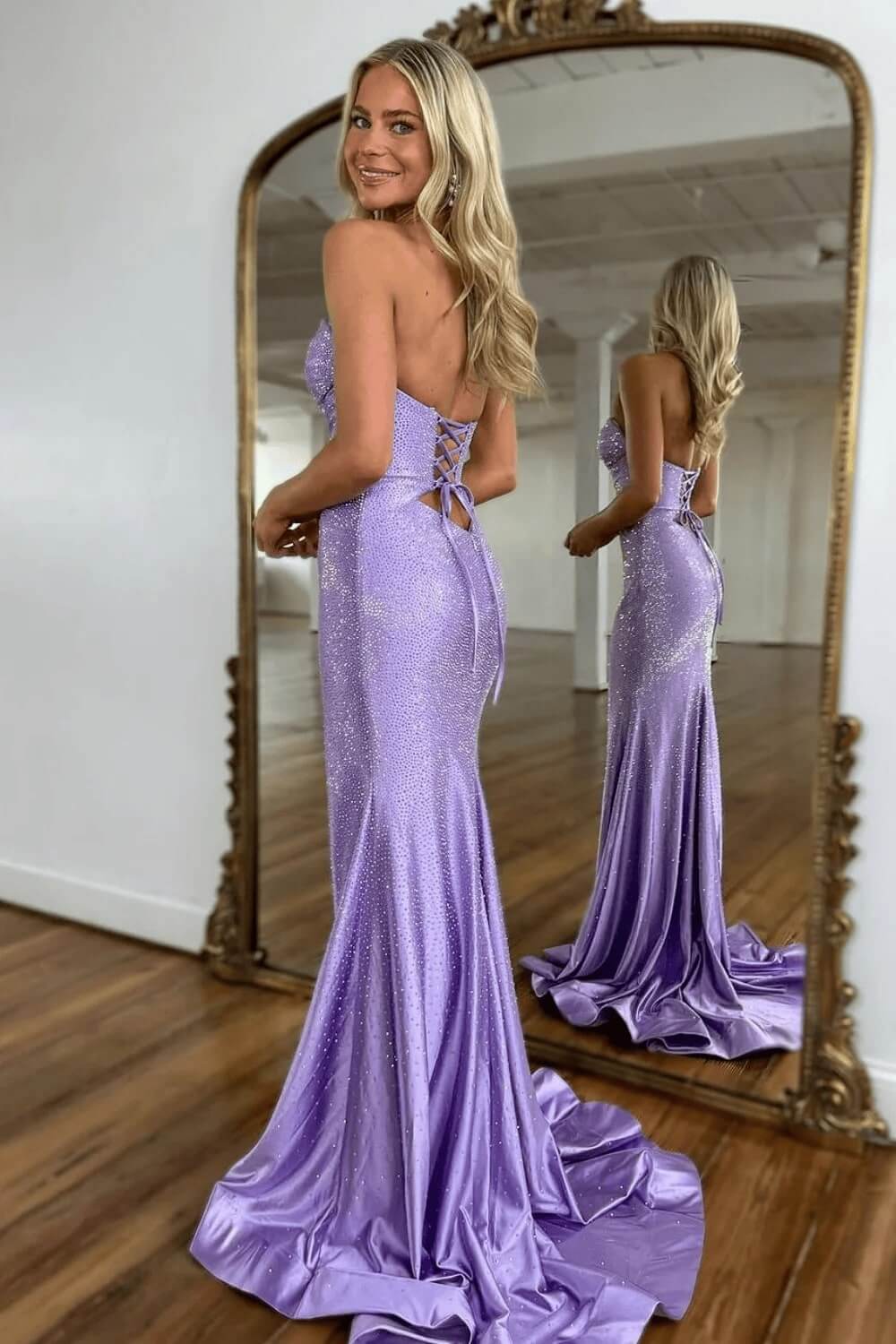 Yellow Prom Dress Hollow Out Sweetheart Evening Dress with Slit