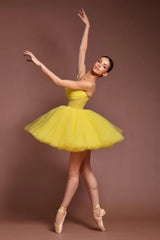 Yellow Strapless Graduation Dress A Line Tulle Short Cocktail Dresses