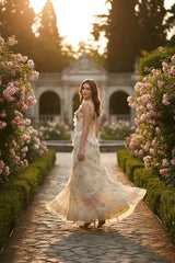 Yellow Floral Printed Prom Dress Sheath/Column Ruffled V Neck Formal Evening Dress