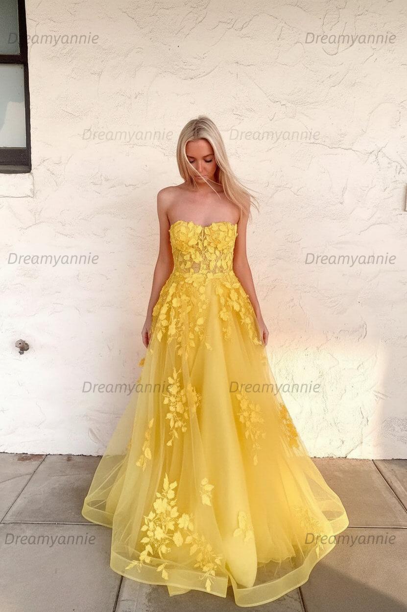 Orange Prom Dress Sweetheart Long Evening Dress with Appliques