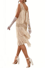 Blue Apricot Gatsby Dress Sequin Fringe 1920s Dress