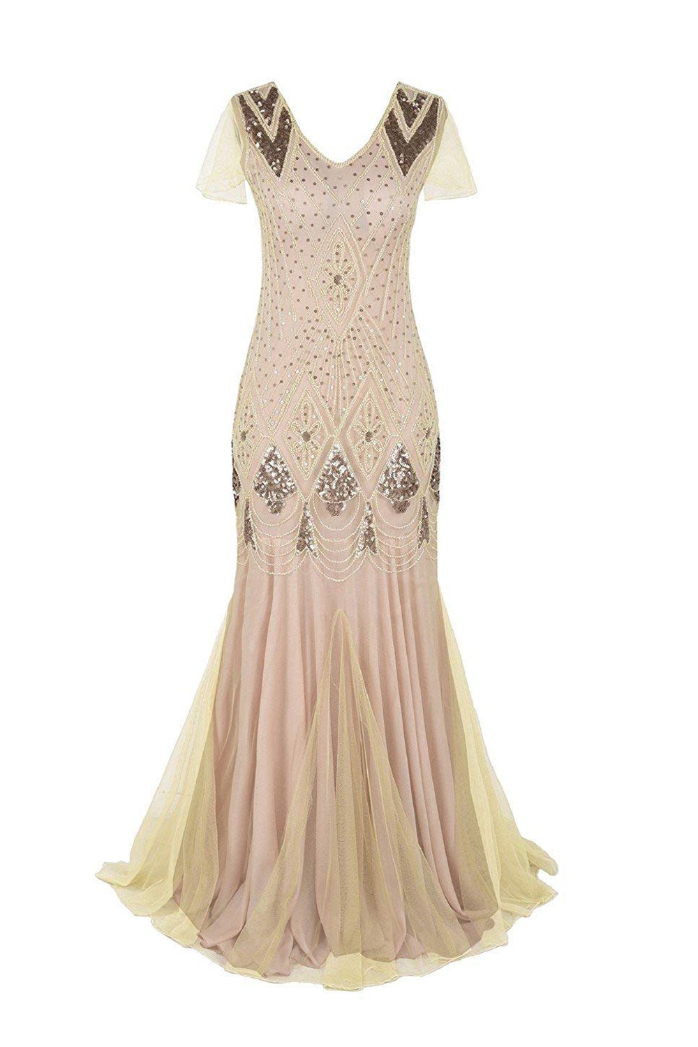 1920s Sequin Flapper Long Dress