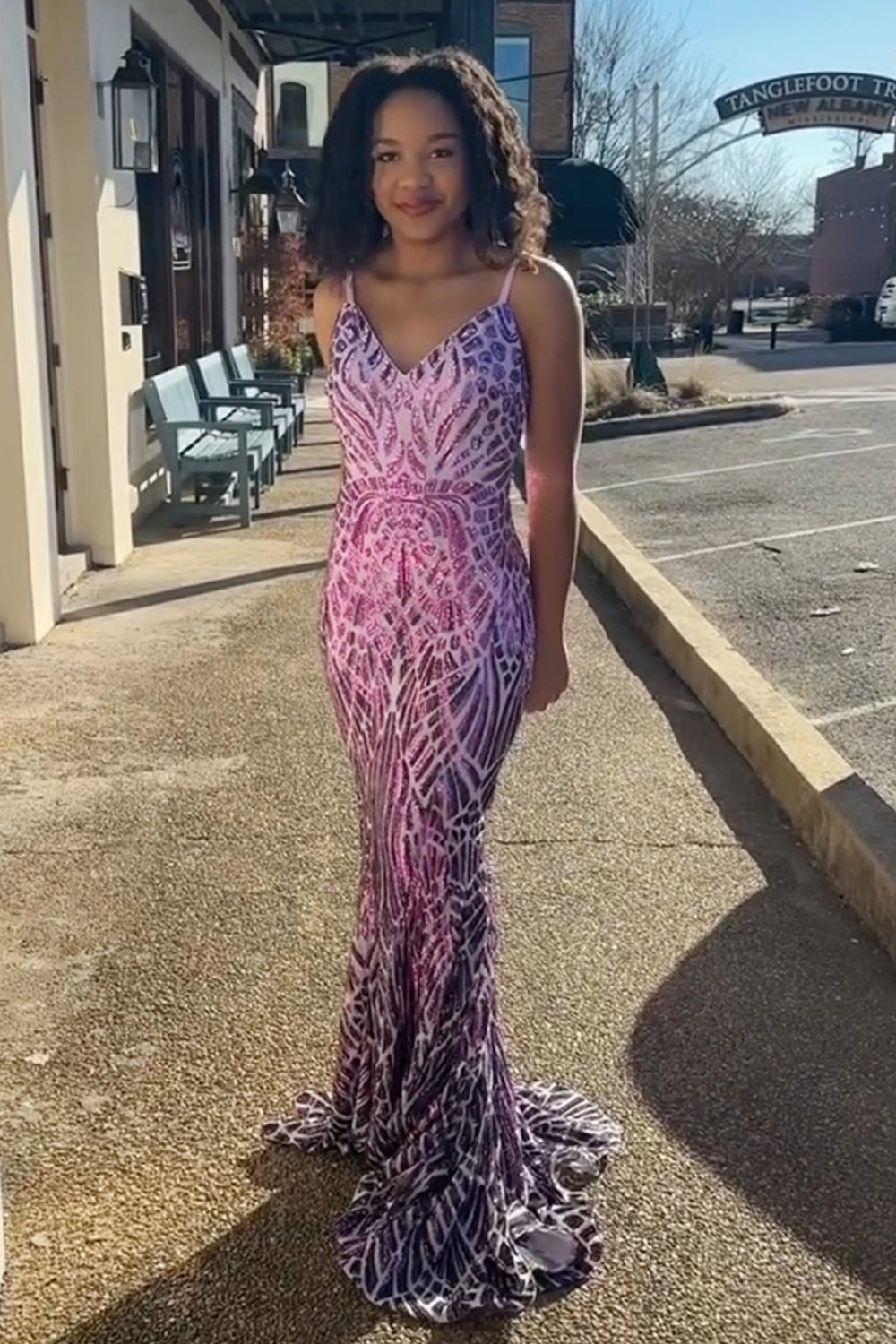 Sparkly Hot Pink Sequined Mermaid Backless Long Prom Dress