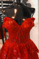 Red Tiered Graduation Dress Corset Sleeveless Short Cocktail Dress