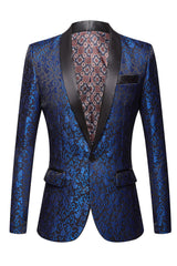 Charming Pink Shawl Lapel Jacquard Men's Blazer