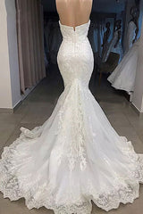 Ivory Wedding Dress Off the Shoulder Mermaid Tulle Bridal Dress