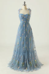 Champagne Prom Dress A-Line Embroidered Bowknot Sleeveless Party Dress