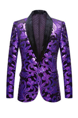 Elegant Purple Shawl Lapel One-Button Men's Prom Suit