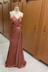 Elegant V-Neck Spaghetti-Straps Mermaid Evening Dress On Sale