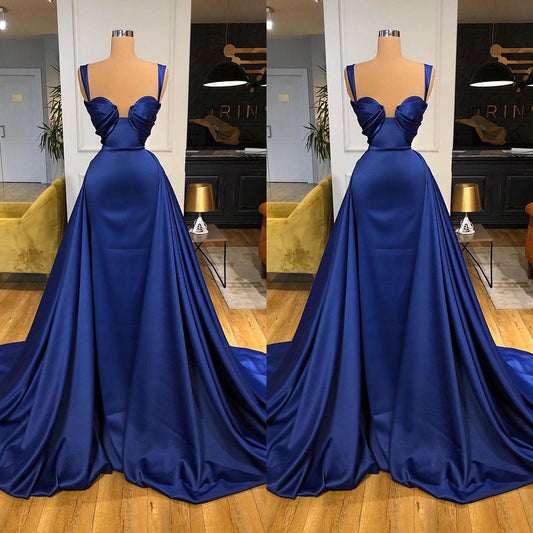 Chic Royal Blue Straps Sweetheart Prom Dress Overskirt Long