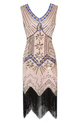 Pink Sleeveless Gatsby 1920s Dress with Fringe