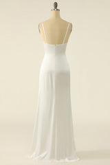 Effortless Ivory Satin Simple Bridal Dress