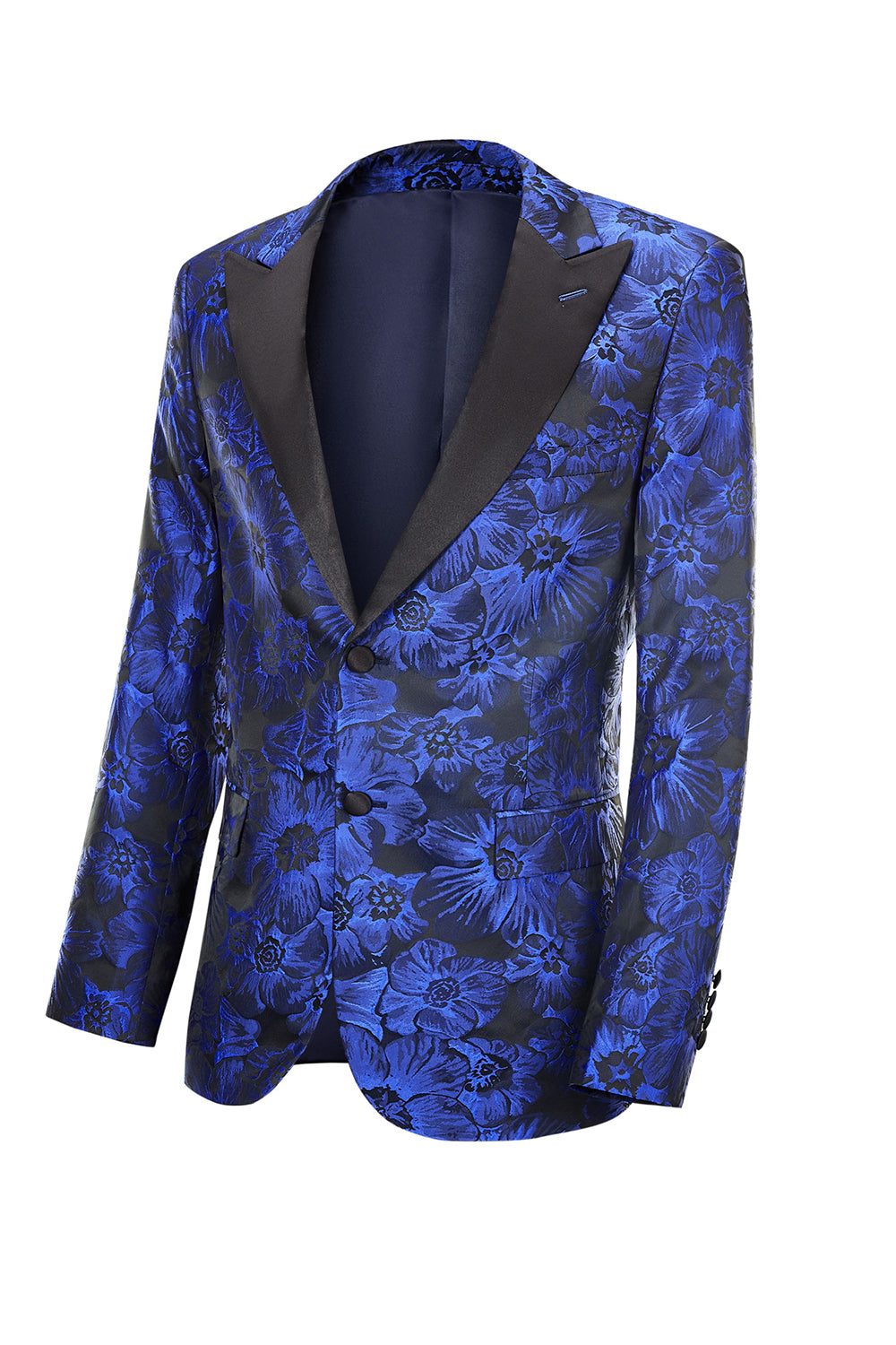 Elegant Peak Lapel Jacquard Royal Blue Single-Breasted Men's Prom Blazer